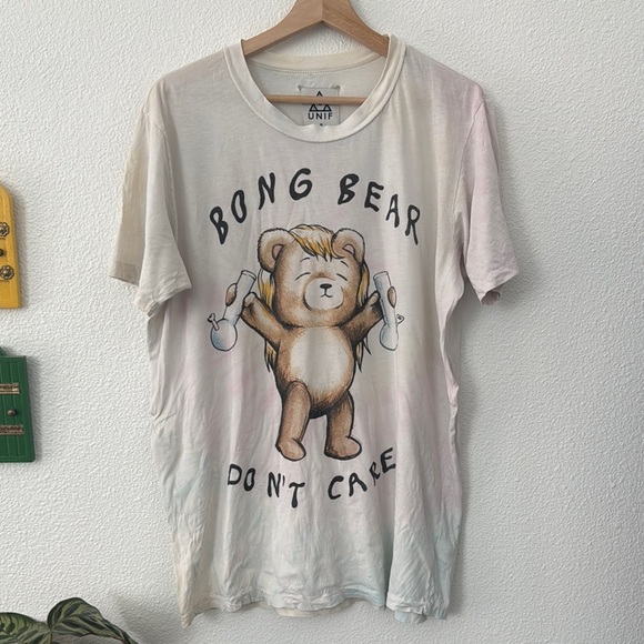UNIF Other - UNIF RARE Bong Bear Don’t Care Supima Cotton Graphic T Shirt Tie Dye White